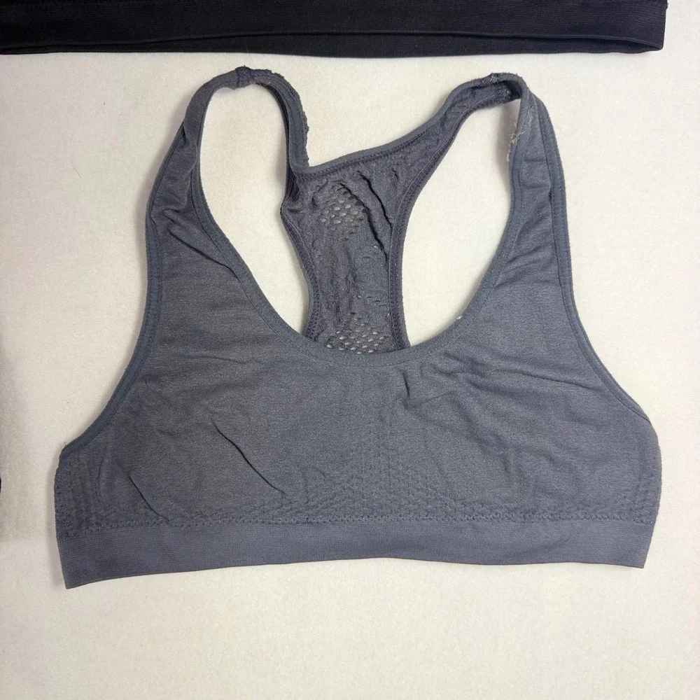 Girls Training Bra Lot of 4 Black/Grey Seamless Cami Racerback Halter Bralette